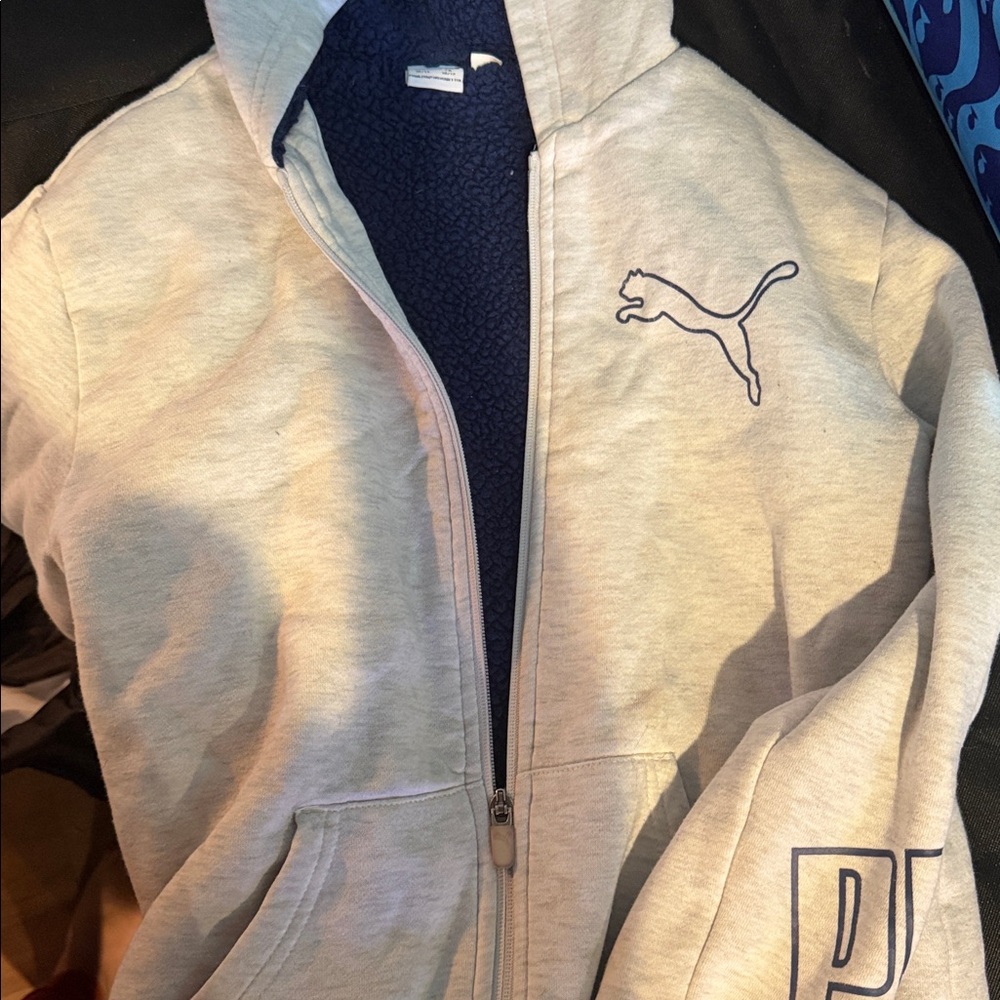 Puma Light Gray Full-Zip Hoodie